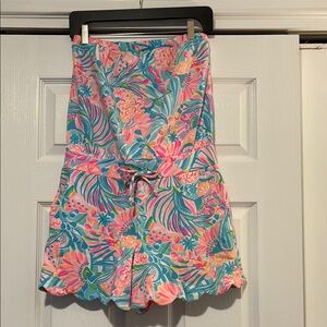 Lilly Pulitzer is Pink and Blue Floral Romper Small